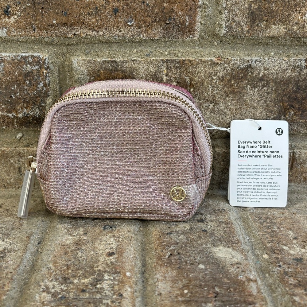 NWT Lululemon Everywhere Belt Bag Nano *Glitter In Pink Champagne/Mink/Gold